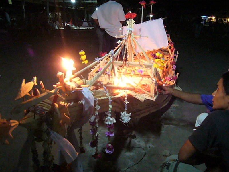 A little boat was floated out -- some bizarre superstition.
